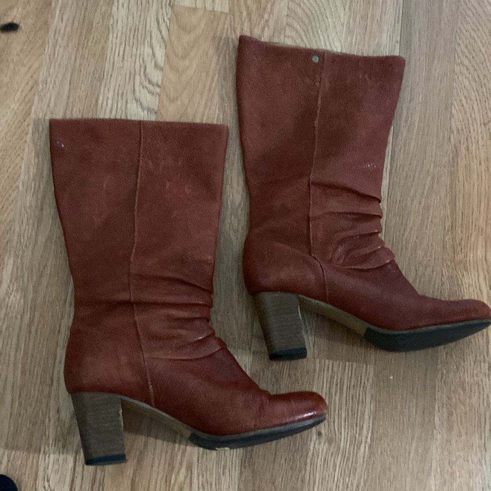 Frye Pull On Calf Length Brown Boots Sz 7 - Picture 4 of 16